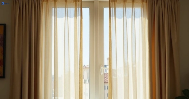 Dusty and dull curtains in joyner before steam cleaning
